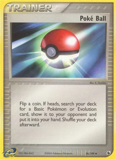 Carte Pokémon Poké Balle 086/109, extension EX Rubis & Saphir