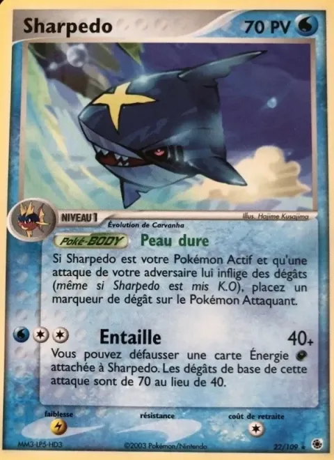 Carte Pokémon Sharpedo 022/109, extension EX Rubis & Saphir