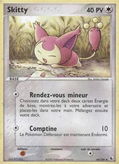 Carte Pokémon Skitty 044/109, extension EX Rubis & Saphir