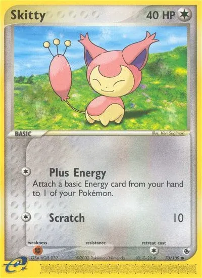 Carte Pokémon Skitty 070/109, extension EX Rubis & Saphir