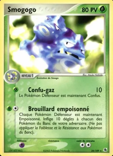 Carte Pokémon Smogogo 024/109, extension EX Rubis & Saphir