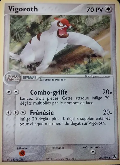 Carte Pokémon Vigoroth 047/109, extension EX Rubis & Saphir