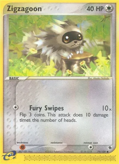 Carte Pokémon Zigzaton 079/109, extension EX Rubis & Saphir