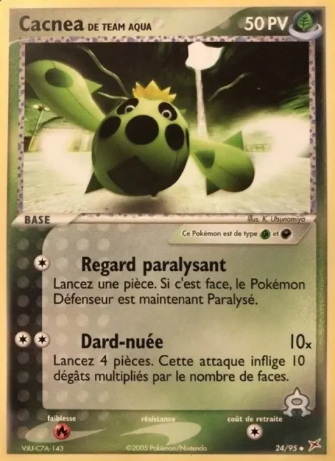 Carte Pokémon Cacnea de Team Aqua 024/095, extension EX Team Magma vs Team Aqua