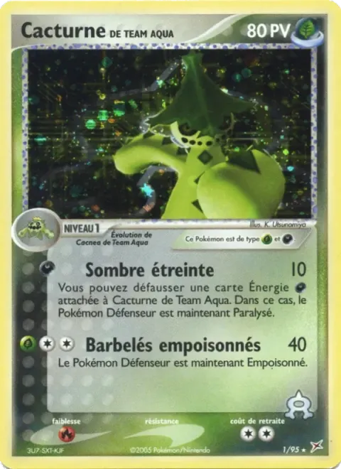 Carte Pokémon Cacturne de Team Aqua 001/095, extension EX Team Magma vs Team Aqua