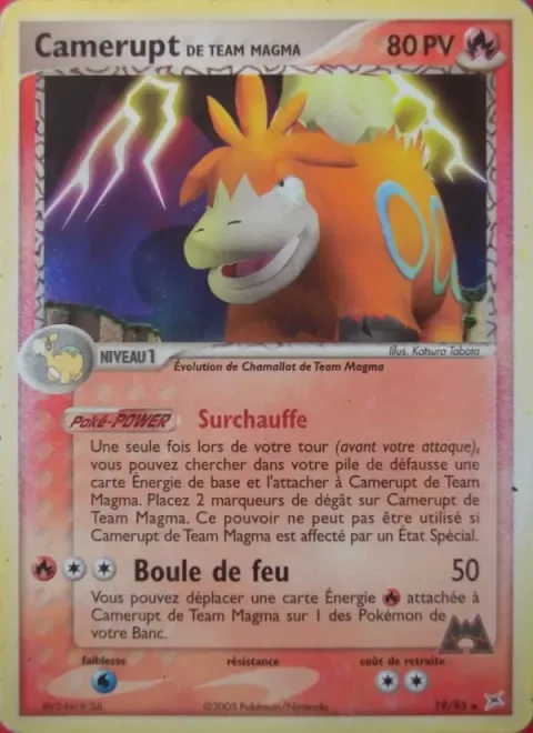 Carte Pokémon Camerupt de Team Magma 019/095, extension EX Team Magma vs Team Aqua
