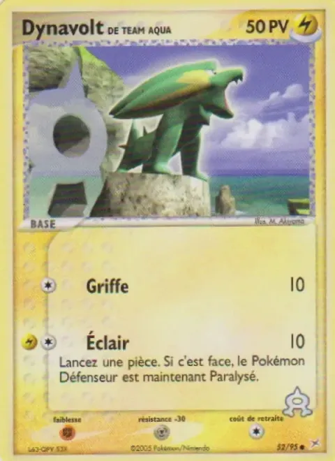 Carte Pokémon Dynavolt de Team Aqua 052/095, extension EX Team Magma vs Team Aqua