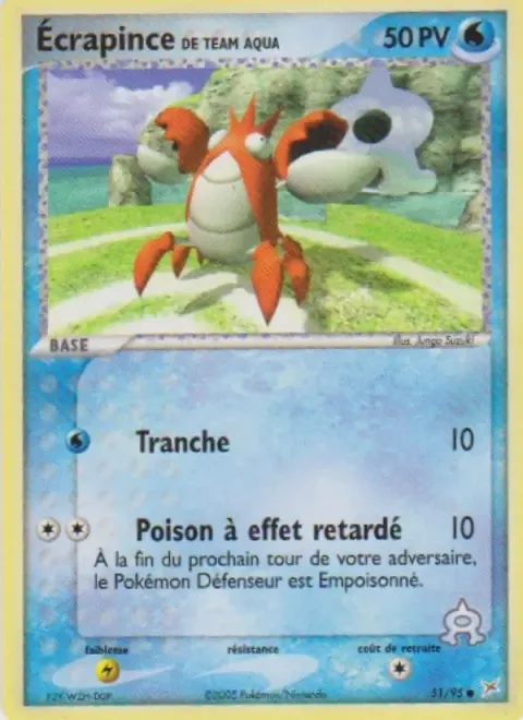 Carte Pokémon Écrapince de Team Aqua 051/095, extension EX Team Magma vs Team Aqua