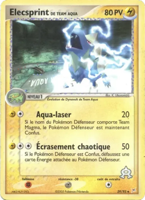 Carte Pokémon Elecsprint de Team Aqua 029/095, extension EX Team Magma vs Team Aqua