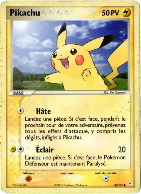 Carte Pokémon Pikachu 043/095, extension EX Team Magma vs Team Aqua
