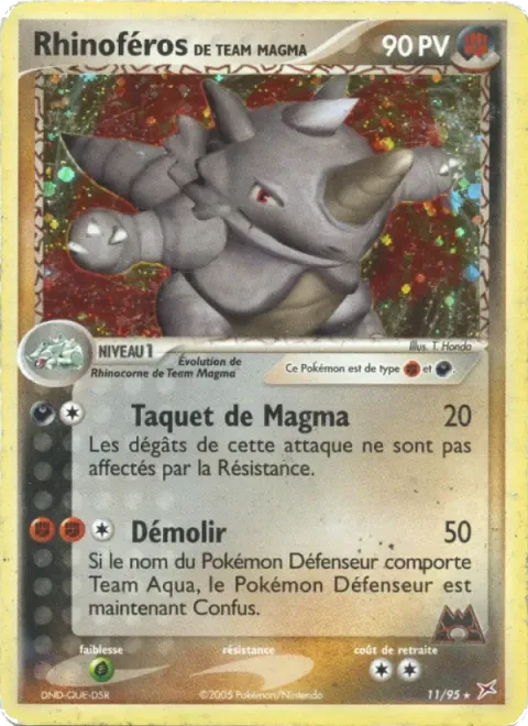 Carte Pokémon Rhinoféros de Team Magma 011/095, extension EX Team Magma vs Team Aqua