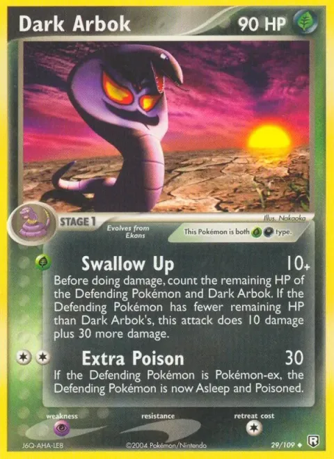 Carte Pokémon Arbok obscur 029/109, extension EX Team Rocket Returns (sortie anglaise)