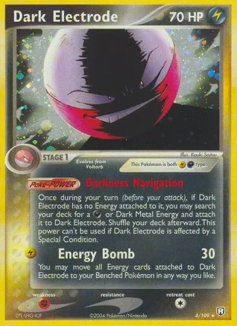 Carte Pokémon Electrode obscur 004/109, extension EX Team Rocket Returns (sortie anglaise)