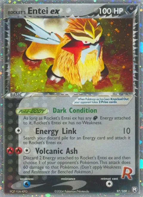 Carte Pokémon Entei de Rocket ex 097/109, extension EX Team Rocket Returns (sortie anglaise)