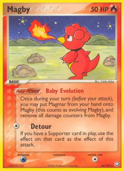 Carte Pokémon Magby 024/109, extension EX Team Rocket Returns (sortie anglaise)