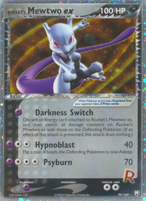 Carte Pokémon Mewtwo de Rocket ex 099/109, extension EX Team Rocket Returns (sortie anglaise)
