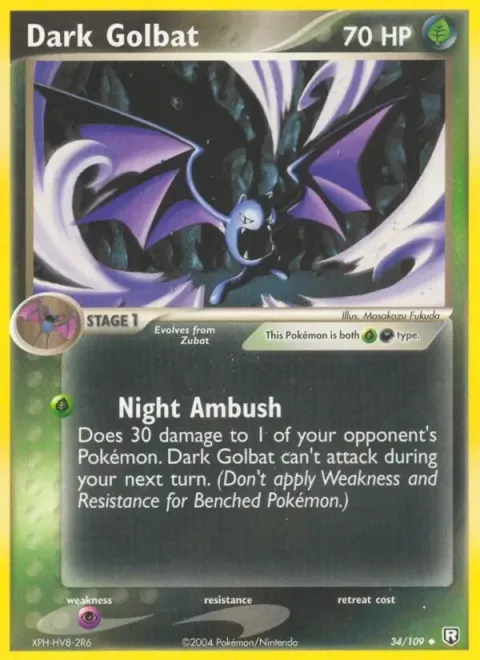Carte Pokémon Nosferalto obscur 034/109, extension EX Team Rocket Returns (sortie anglaise)