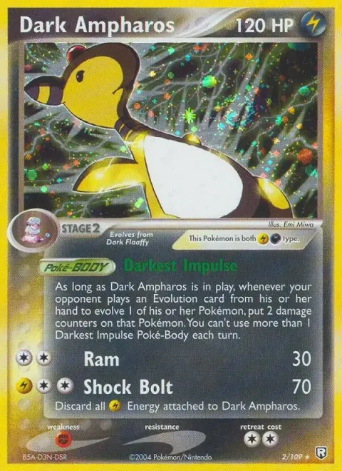 Carte Pokémon Pharamp obscur 002/109, extension EX Team Rocket Returns (sortie anglaise)