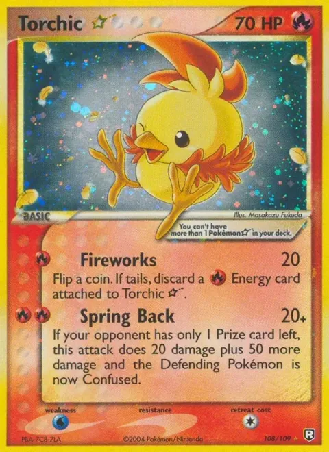 Carte Pokémon Poussifeu ☆ 108/109, extension EX Team Rocket Returns (sortie anglaise)