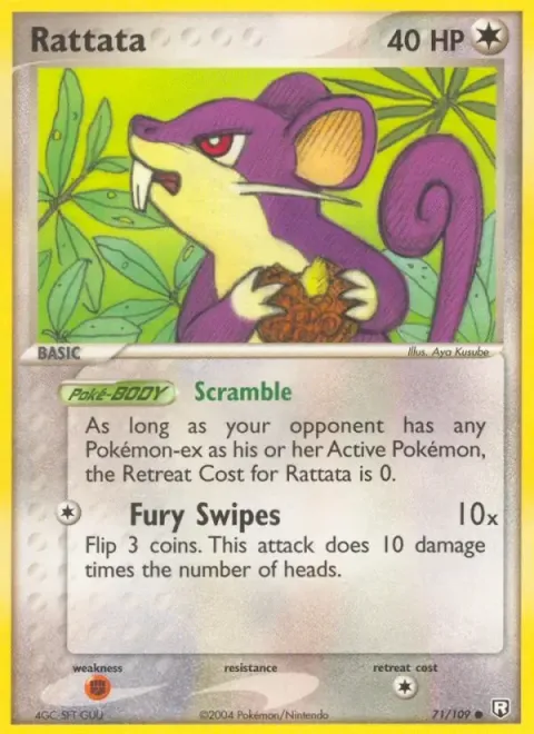 Carte Pokémon Rattata 071/109, extension EX Team Rocket Returns (sortie anglaise)