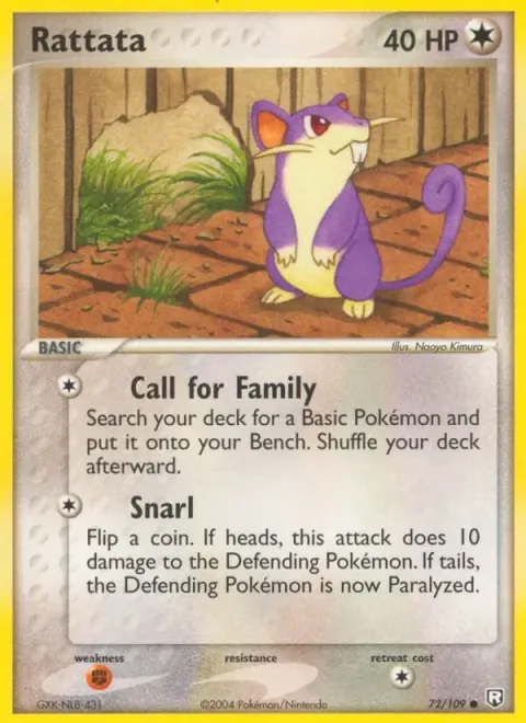 Carte Pokémon Rattata 072/109, extension EX Team Rocket Returns (sortie anglaise)
