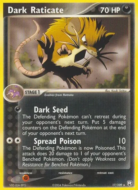 Carte Pokémon Rattatac obscur 017/109, extension EX Team Rocket Returns (sortie anglaise)