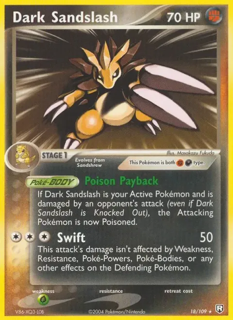 Carte Pokémon Sablaireau obscur 018/109, extension EX Team Rocket Returns (sortie anglaise)