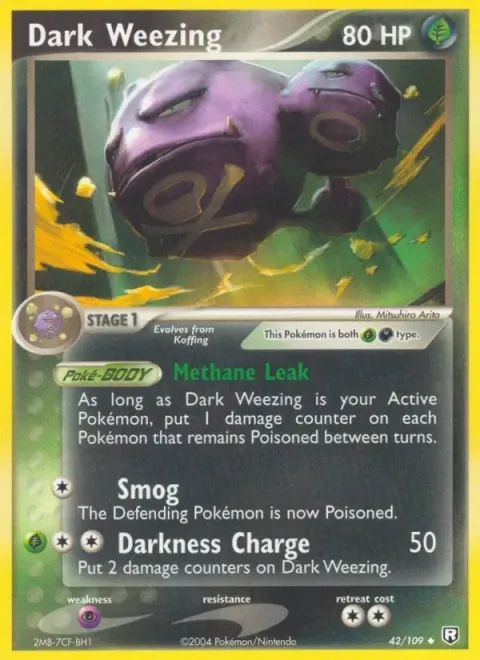 Carte Pokémon Smogogo obscur 042/109, extension EX Team Rocket Returns (sortie anglaise)