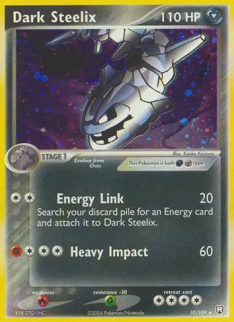 Carte Pokémon Steelix obscur 010/109, extension EX Team Rocket Returns (sortie anglaise)
