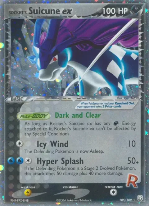 Carte Pokémon Suicune de Rocket ex 105/109, extension EX Team Rocket Returns (sortie anglaise)