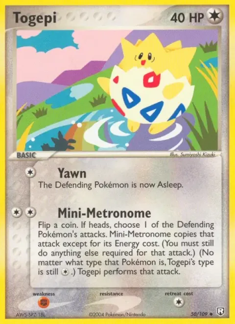 Carte Pokémon Togepi 050/109, extension EX Team Rocket Returns (sortie anglaise)