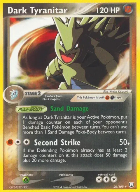 Carte Pokémon Tyranocif obscur 020/109, extension EX Team Rocket Returns (sortie anglaise)