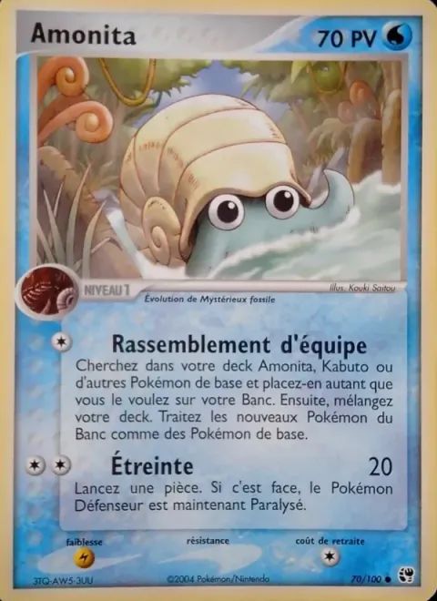 Carte Pokémon Amonita 070/100, extension EX Tempête de sable