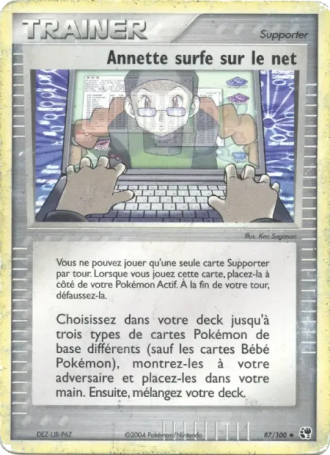 Carte Pokémon Annette surfe sur le net 087/100, extension EX Tempête de sable