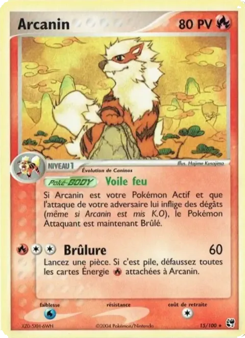 Carte Pokémon Arcanin 015/100, extension EX Tempête de sable