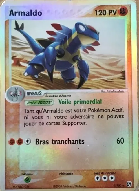 Carte Pokémon Armaldo 001/100, extension EX Tempête de sable
