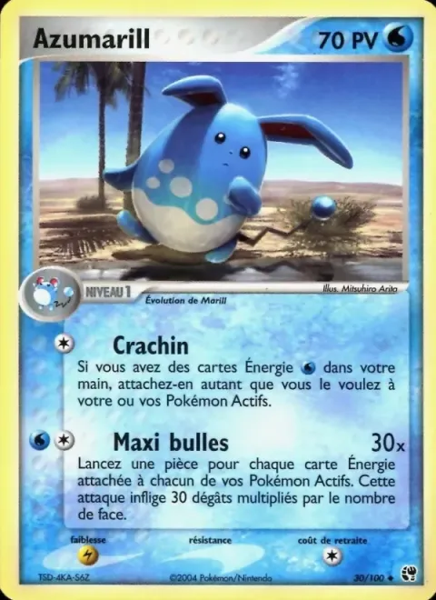Carte Pokémon Azumarill 030/100, extension EX Tempête de sable