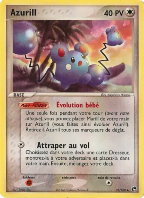 Carte Pokémon Azurill 031/100, extension EX Tempête de sable