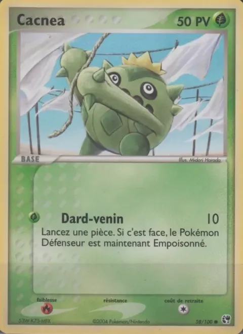 Carte Pokémon Cacnea 058/100, extension EX Tempête de sable