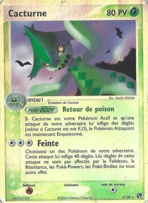 Carte Pokémon Cacturne 002/100, extension EX Tempête de sable