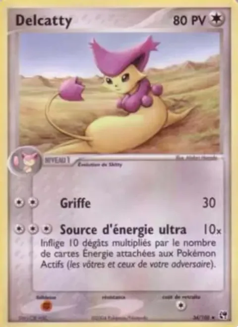 Carte Pokémon Delcatty 034/100, extension EX Tempête de sable