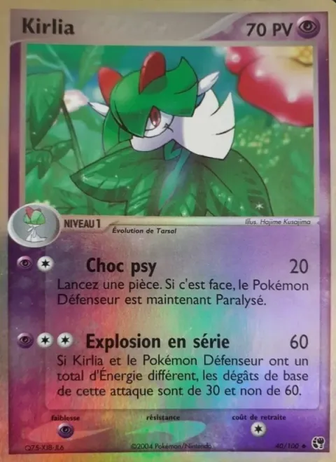 Carte Pokémon Kirlia 040/100, extension EX Tempête de sable