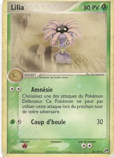 Carte Pokémon Lilia 043/100, extension EX Tempête de sable