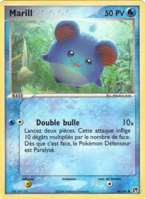 Carte Pokémon Marill 068/100, extension EX Tempête de sable
