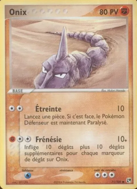 Carte Pokémon Onix 071/100, extension EX Tempête de sable