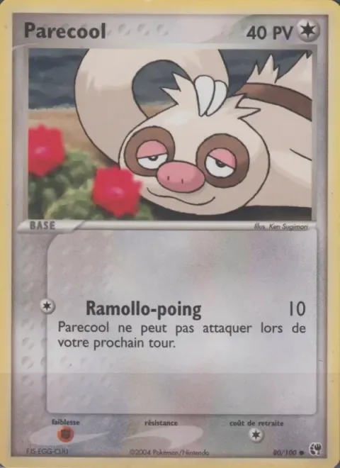 Carte Pokémon Parecool 080/100, extension EX Tempête de sable