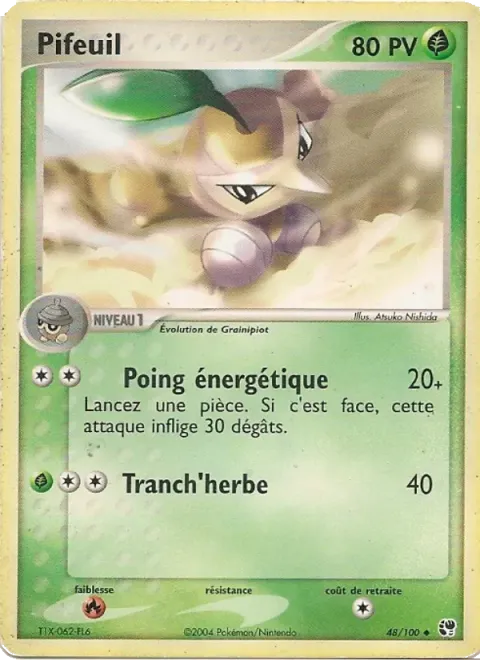 Carte Pokémon Pifeuil 048/100, extension EX Tempête de sable