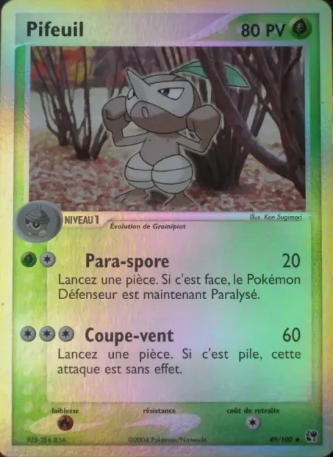 Carte Pokémon Pifeuil 049/100, extension EX Tempête de sable
