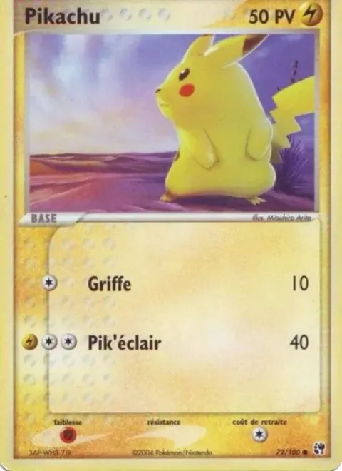 Carte Pokémon Pikachu 072/100, extension EX Tempête de sable