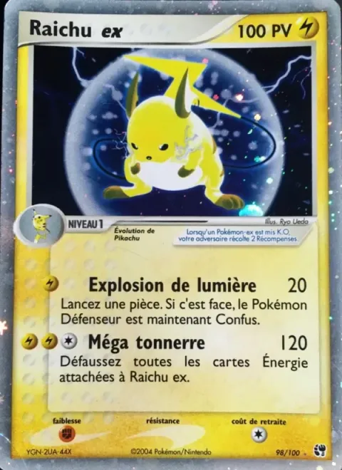 Carte Pokémon Raichu ex 098/100, extension EX Tempête de sable